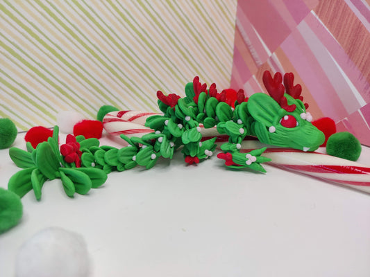 Baby Christmas Mistletoe Dragon – 3D Printed Articulating Fidget Toy