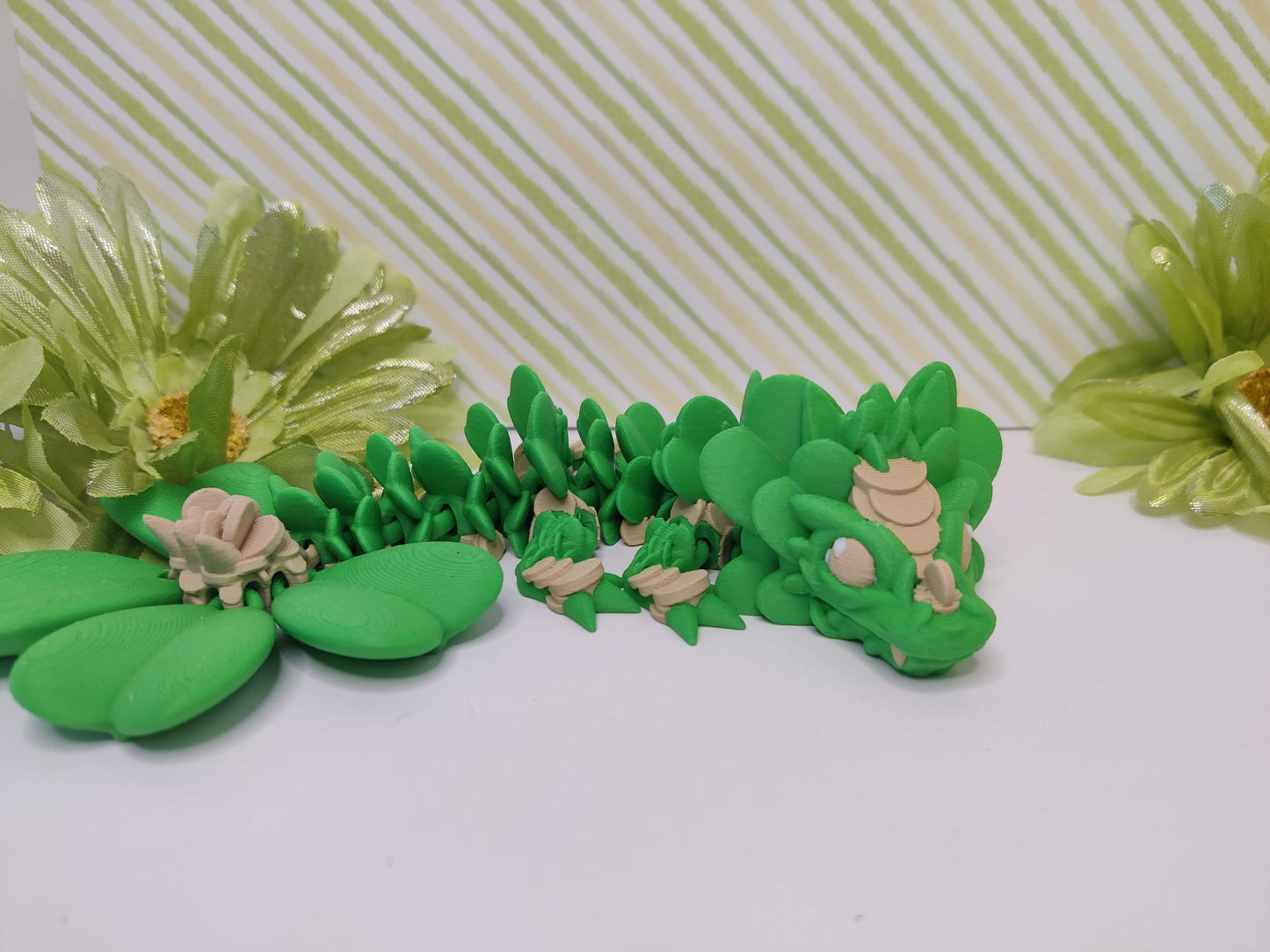 3D Printed Baby Clover Spring Dragon – Articulating Fidget Toy