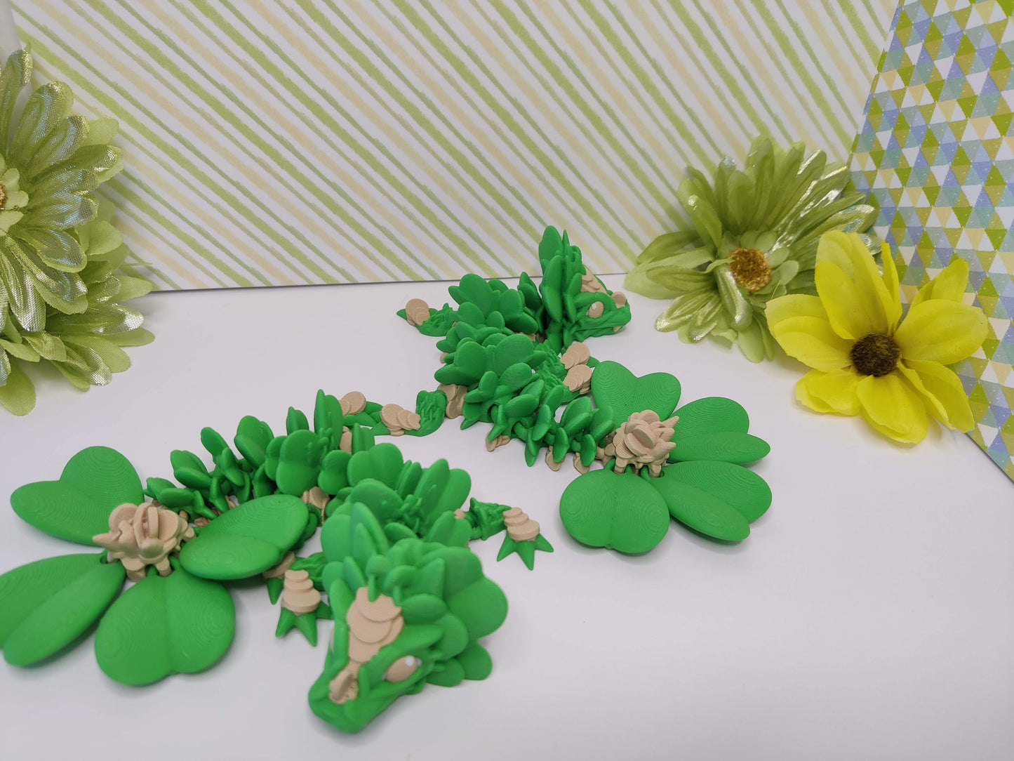 3D Printed Baby Clover Spring Dragon – Articulating Fidget Toy