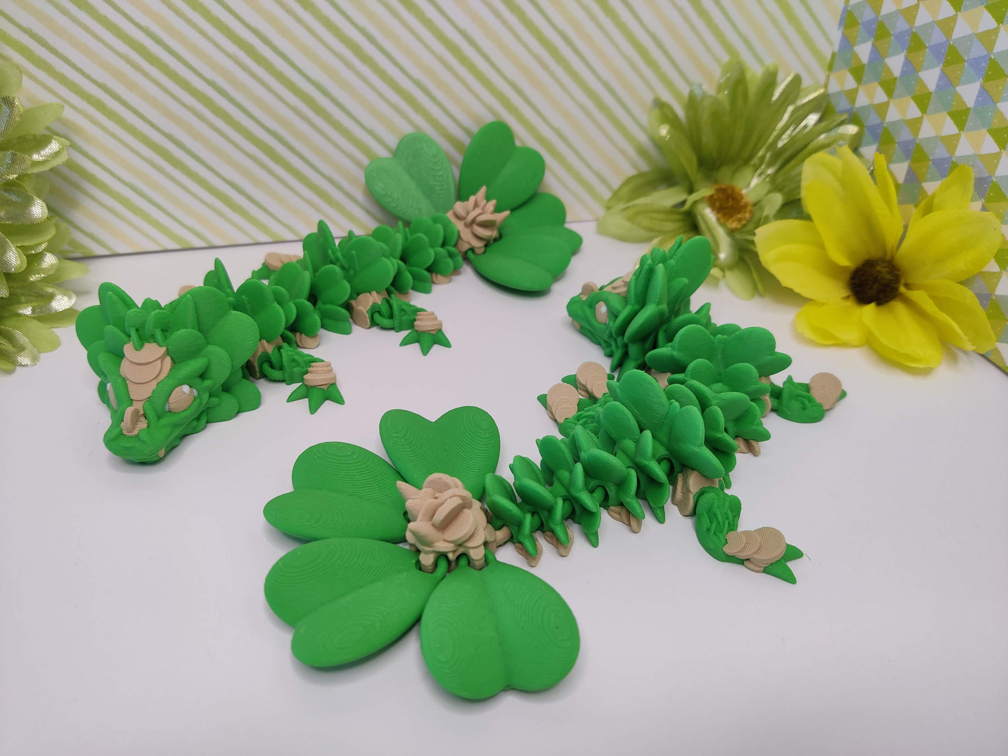 3D Printed Baby Clover Spring Dragon – Articulating Fidget Toy