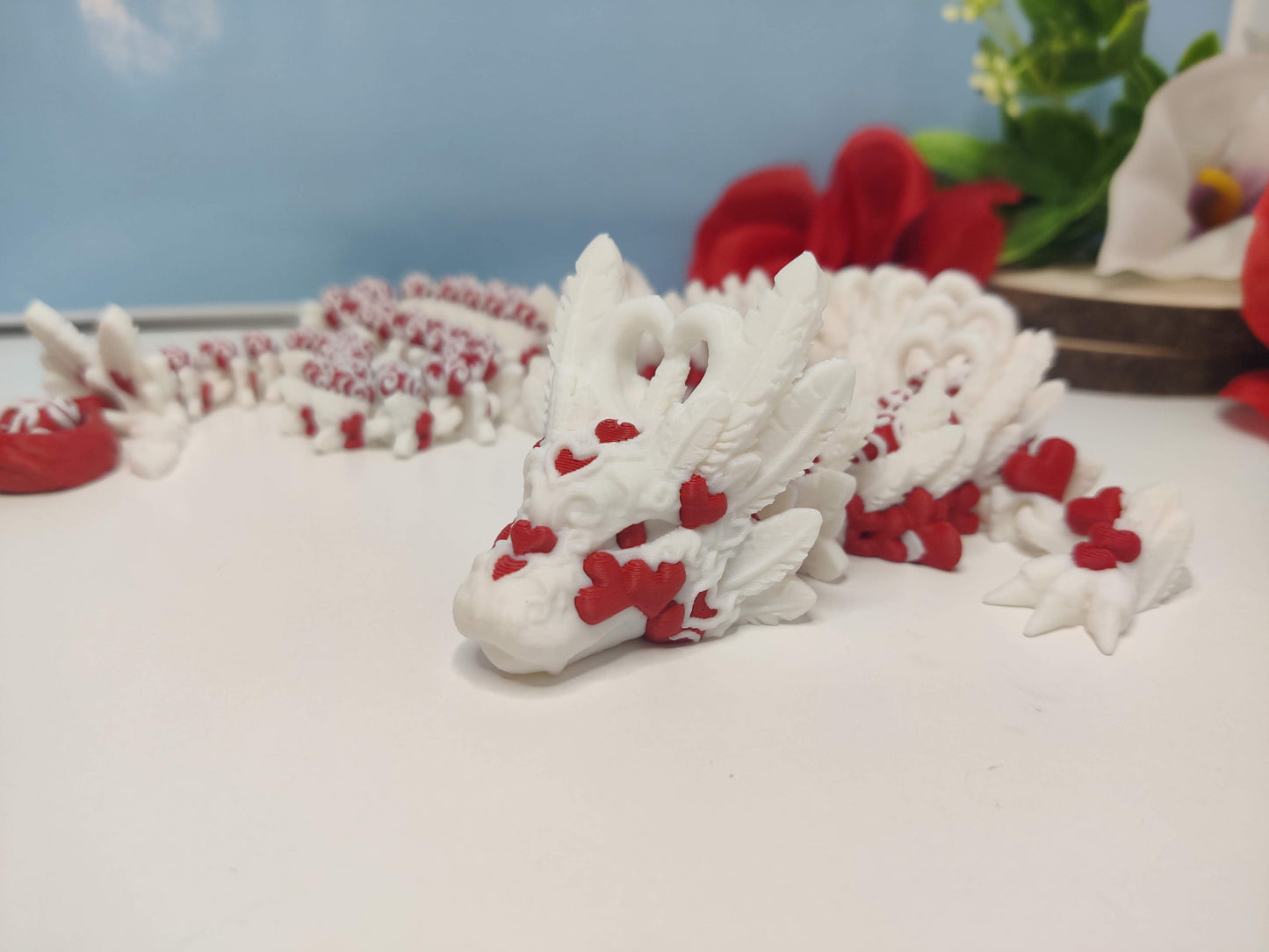 3D Printed Light Heart Dragon - Articulating Fidget Toy