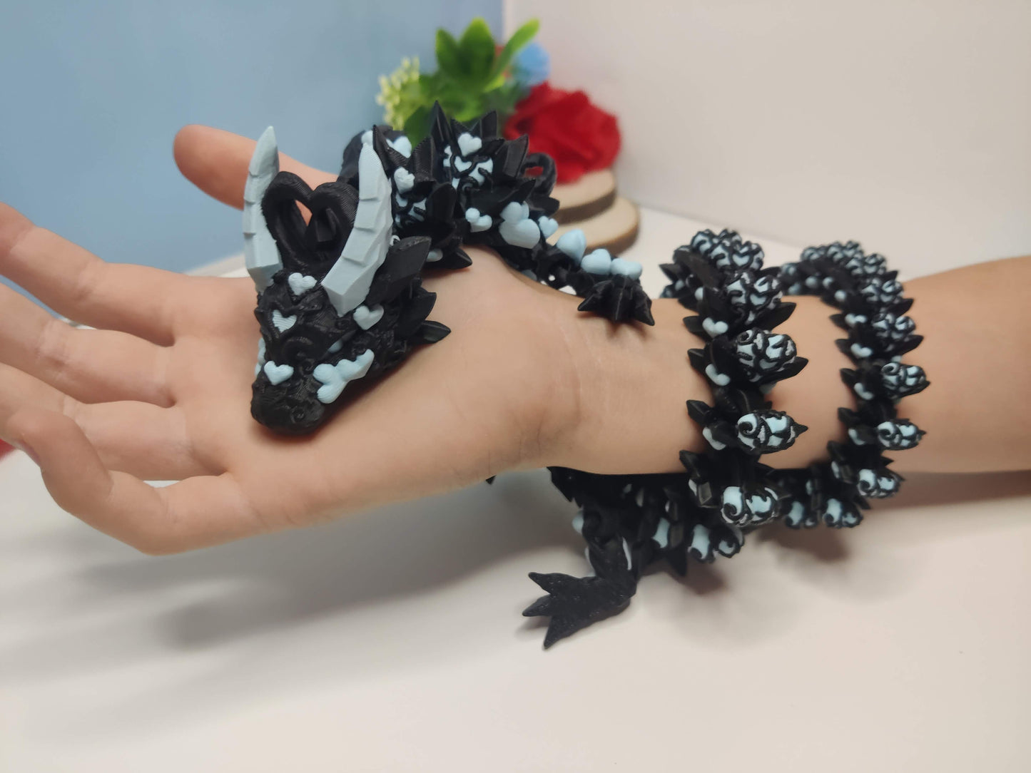 3D Printed Dark Heart Dragon - Articulating Fidget Toy