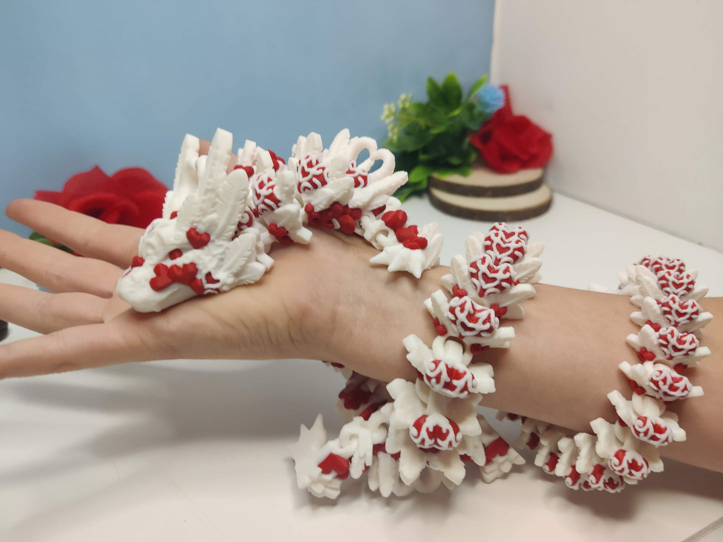 3D Printed Light Heart Dragon - Articulating Fidget Toy