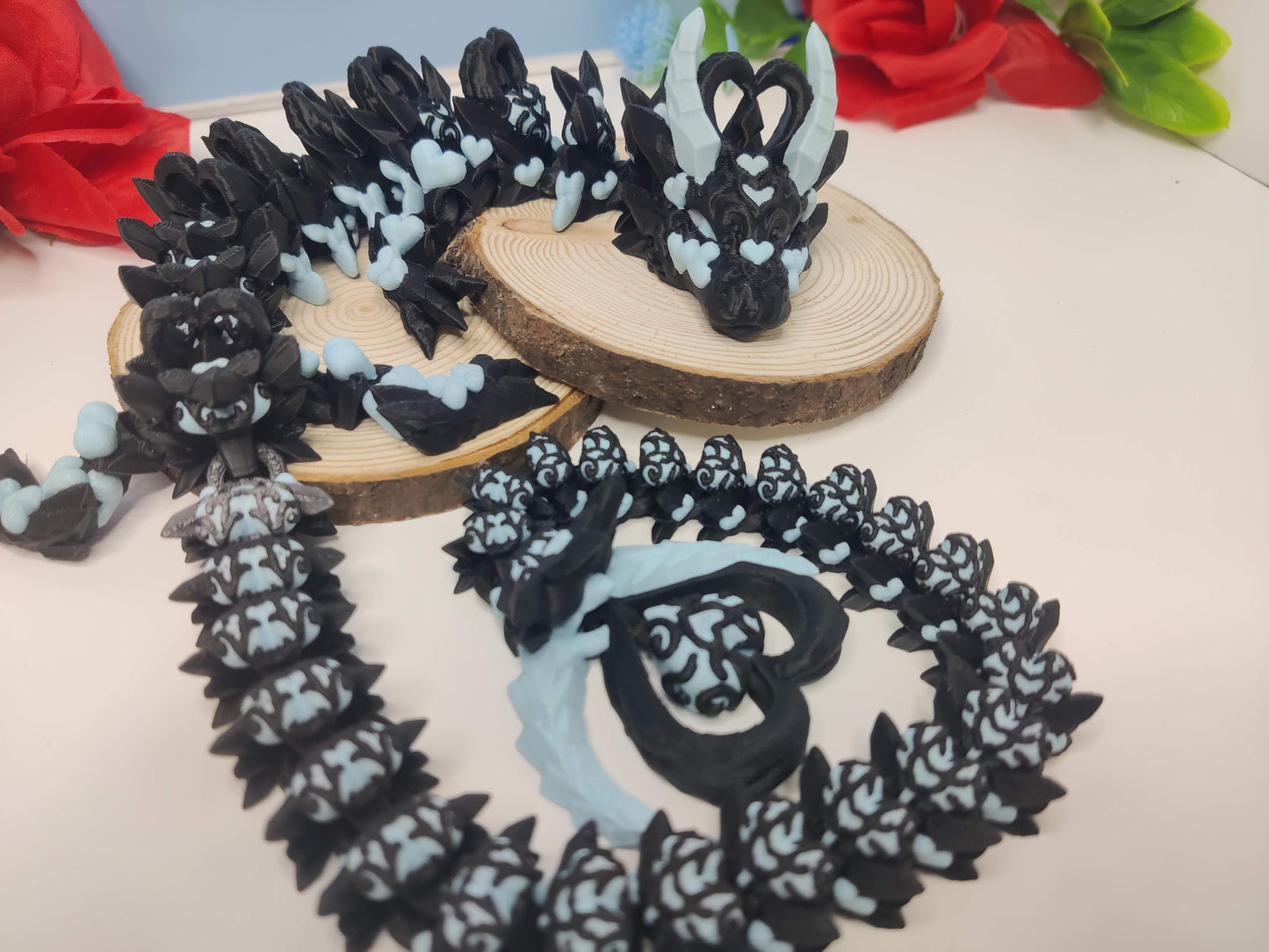 3D Printed Dark Heart Dragon - Articulating Fidget Toy