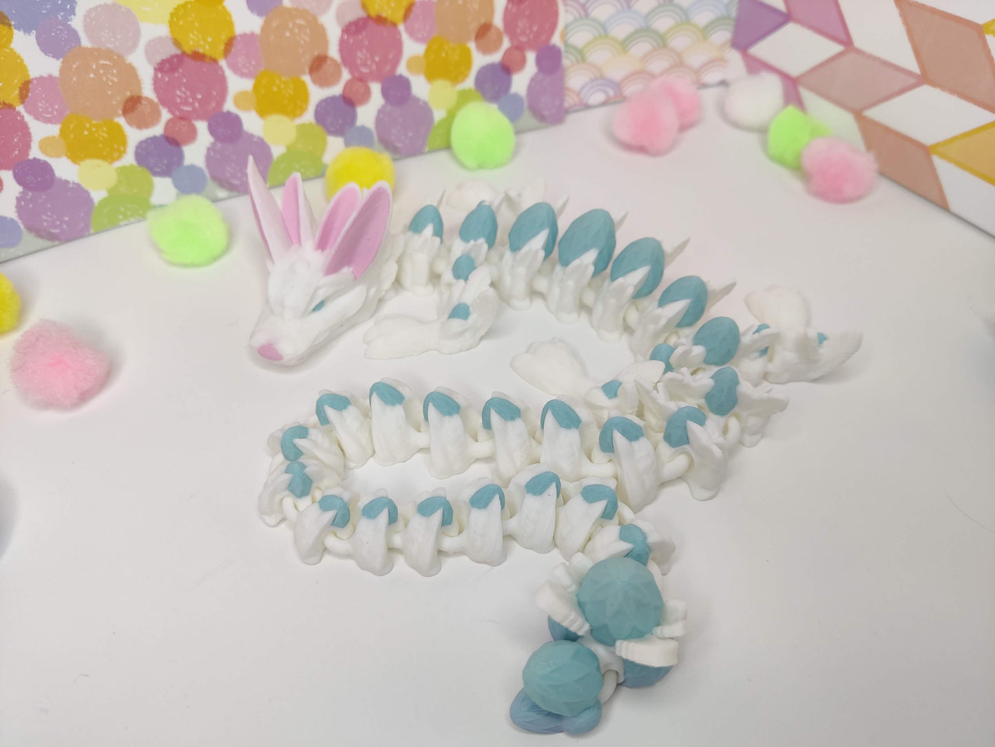 3D Printed Easter Bunny Dragon - Articulating Fidget Toy