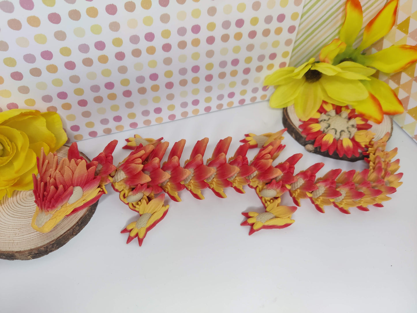 3D Printed Sunflower Dragon - Articulating Fidget Toy