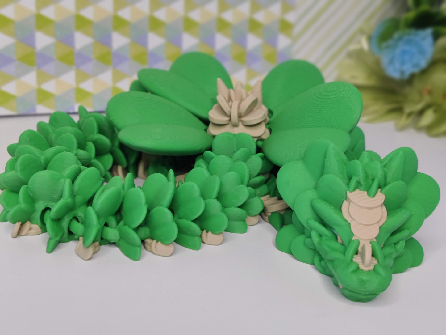 3D Printed Clover Dragon - Articulating Fidget Toy