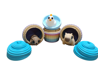 3D Printed Cupcake Party Favors with Twist-Off Lids – Mystery Toy Option – Packs of 3, 6, 9, or 12 – Unique Event Gifts & Table Décor