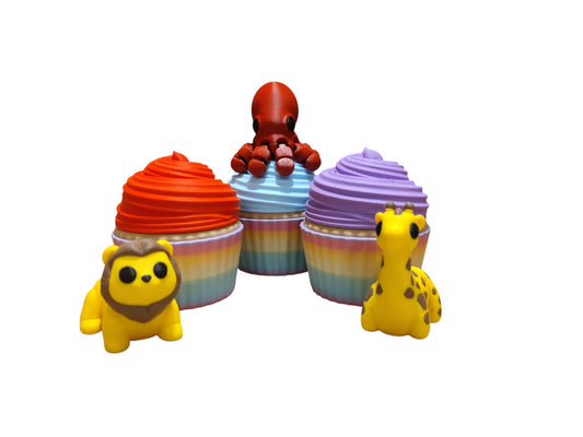3D Printed Cupcake Party Favors with Twist-Off Lids – Mystery Toy Option – Packs of 3, 6, 9, or 12 – Unique Event Gifts & Table Décor