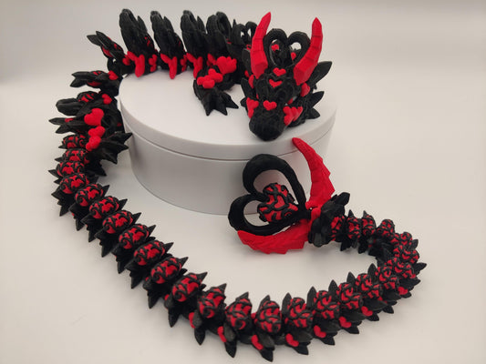 3D Printed Dark Heart Dragon - Articulating Fidget Toy