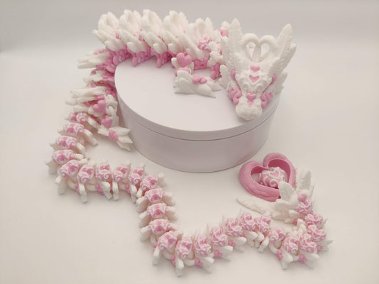 3D Printed Light Heart Dragon - Articulating Fidget Toy