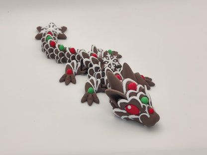 9" Gingerbread Cookie Baby Dragon – 3D Printed Articulating Fidget Toy