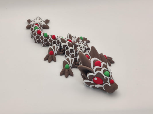 9" Gingerbread Cookie Baby Dragon – 3D Printed Articulating Fidget Toy