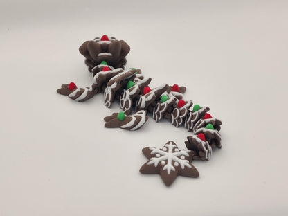9" Gingerbread Cookie Baby Dragon – 3D Printed Articulating Fidget Toy