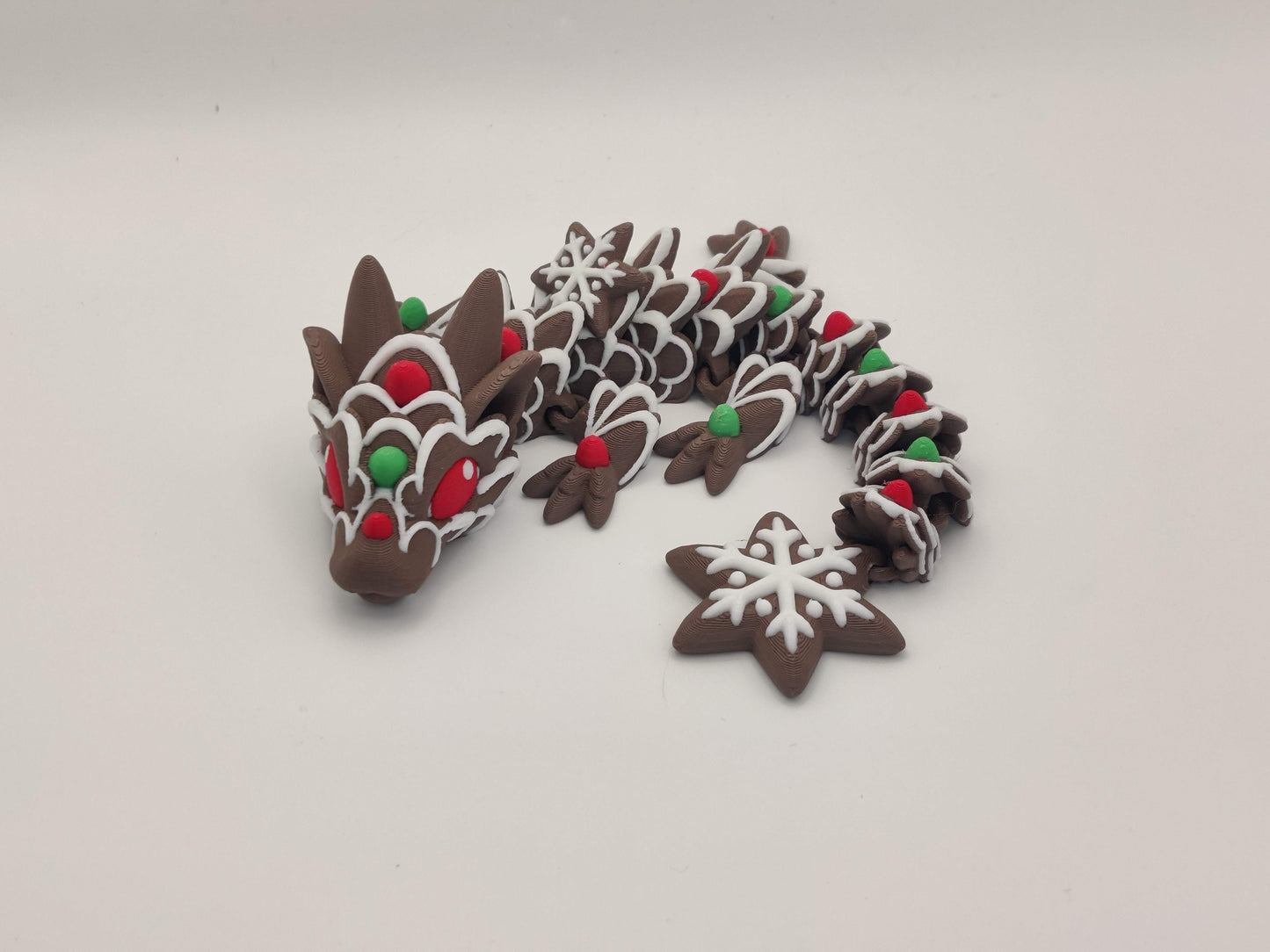9" Gingerbread Cookie Baby Dragon – 3D Printed Articulating Fidget Toy