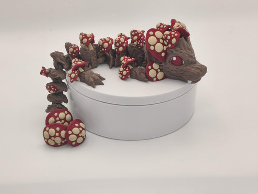 8.5" Baby Mushroom Dragon – 3D Printed Articulated Dragon Toy