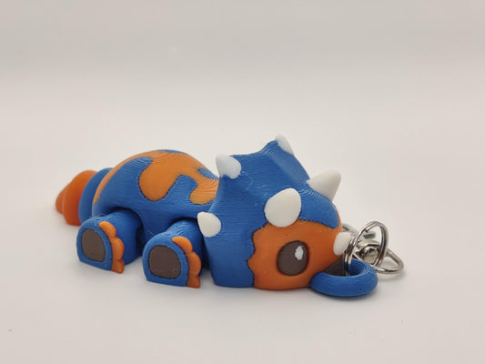 3D Printed Triceratops Dinosaur Keychain – Cute Prehistoric Dino Bag Charm