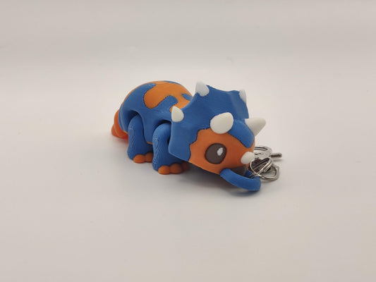 3D Printed Triceratops Dinosaur Keychain – Cute Prehistoric Dino Bag Charm