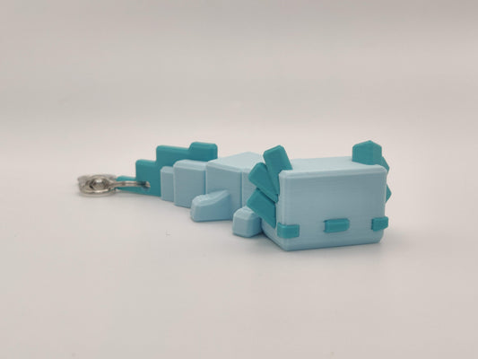 Blocky Axolotl Keychain – 3D Printed Minecraft Style in Pink or Blue