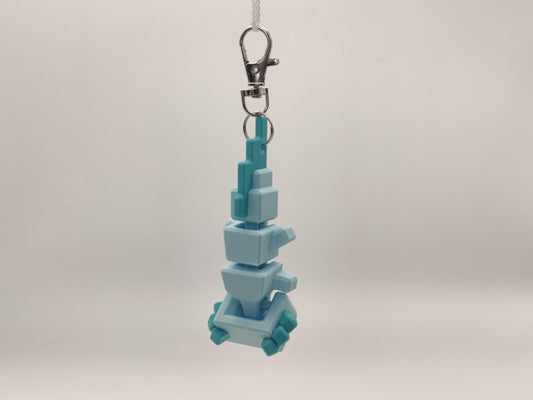 Blocky Axolotl Keychain – 3D Printed Minecraft Style in Pink or Blue