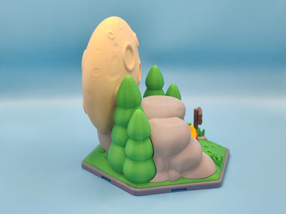 3D Printed Wolf Set with Moon and Campfire – Woodland Display Decor