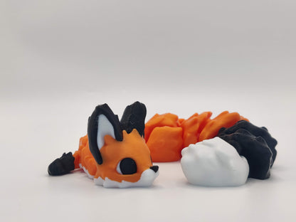 3D Printed Articulated Fox Figure in Orange Black and White