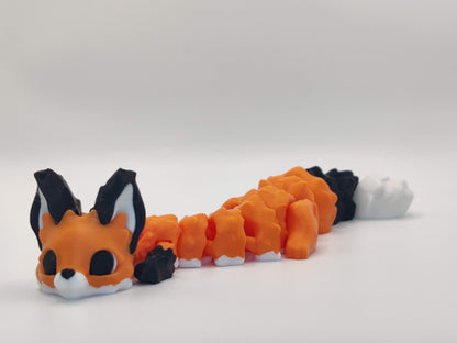 3D Printed Articulated Fox Figure in Orange Black and White