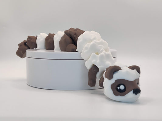 3D Printed Hot Cocoa Ferret Figurine in Brown and White