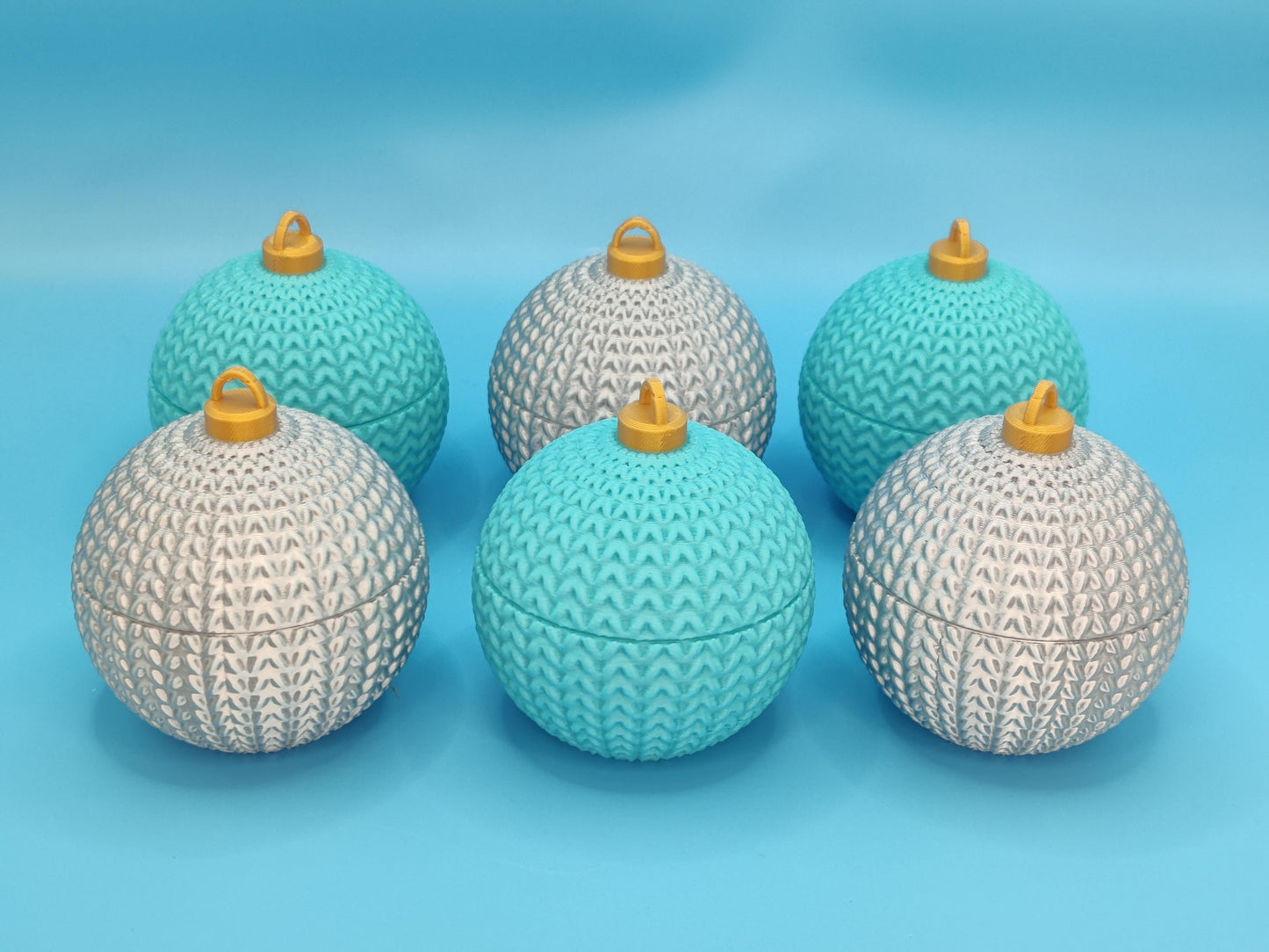 3D Printed Knitted Christmas Ornament with Mini Creatures | Set of 6 | Holiday Gift | Reusable Ornament Decorations