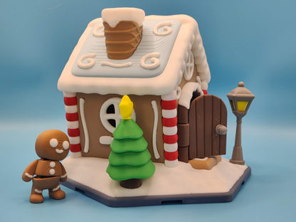 3D Printed Gingerbread House Holiday Decor Set