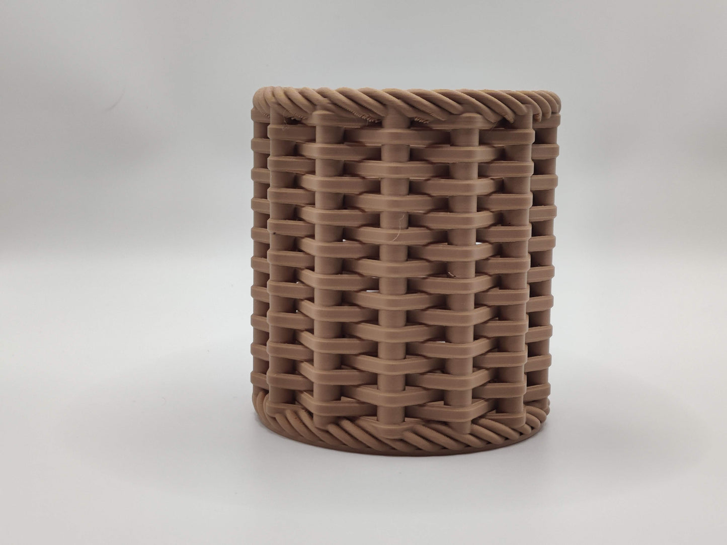 3D Printed Woven Pencil Holder Desk Organizer - Modern Basket Style Pen Cup Office Decor