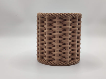 3D Printed Woven Pencil Holder Desk Organizer - Modern Basket Style Pen Cup Office Decor
