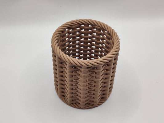 3D Printed Woven Pencil Holder Desk Organizer - Modern Basket Style Pen Cup Office Decor