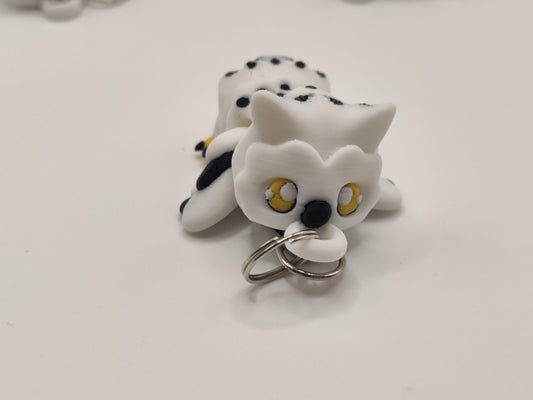 Snowy Owl Keychain | Cute White Owl Charm | 3D Printed Bird Keychain | Mini Winter Owl