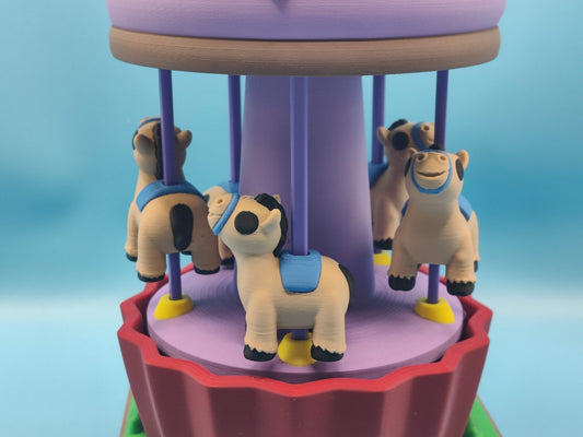 Cupcake Carousel 3D Printed Playset - Fun Carousel with Moving Horses