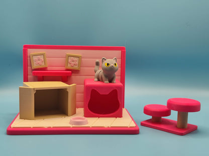 3D Printed Cat Playset for Imaginative Fun - Premium Kids Playset with Toy Cat
