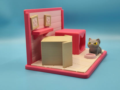 3D Printed Cat Playset for Imaginative Fun - Premium Kids Playset with Toy Cat