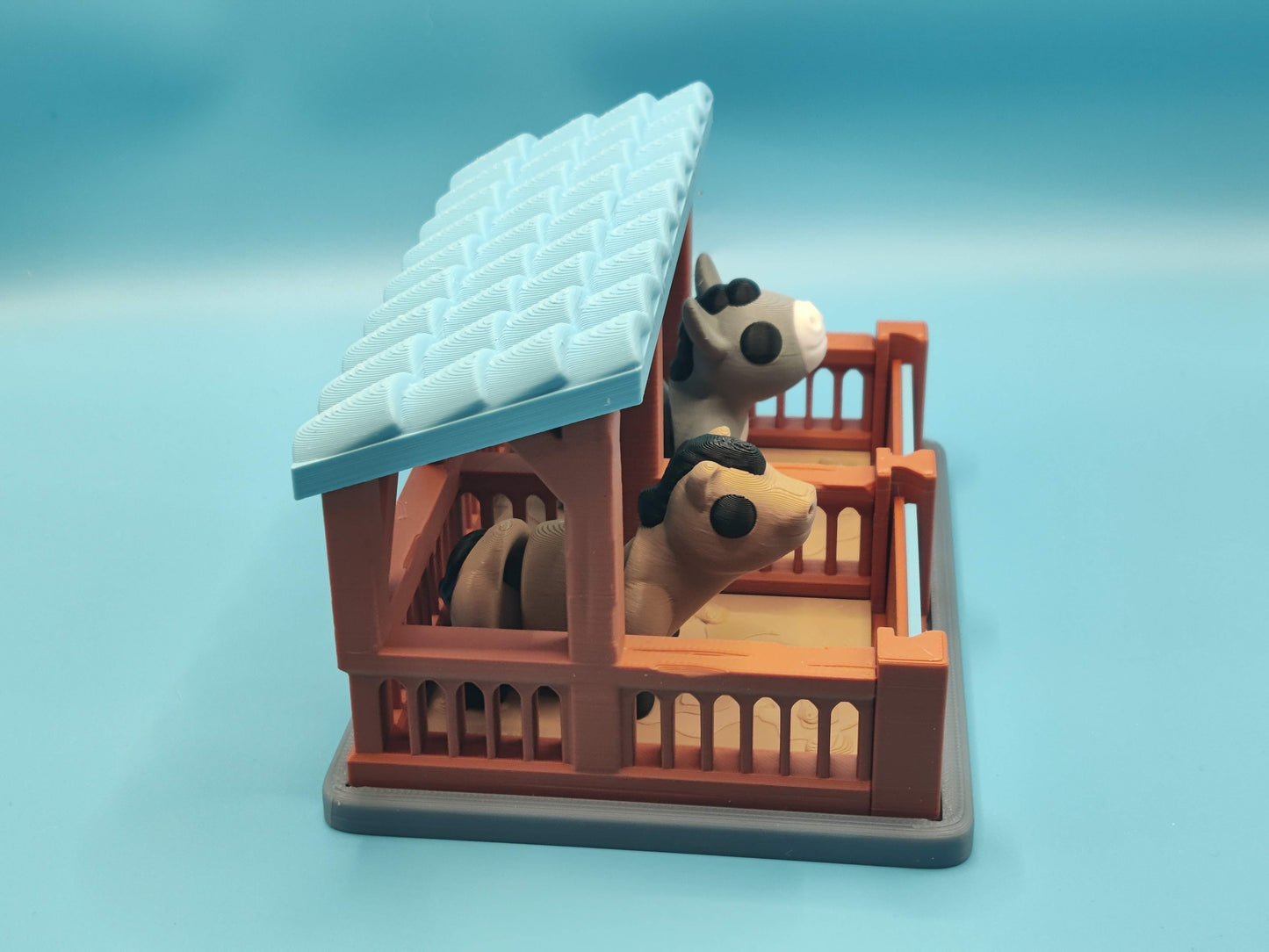 3D Printed Horse Stable Playset with Horse and Donkey - USA Made 3D Printed Fun