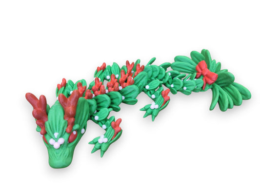 Baby Christmas Mistletoe Dragon – 3D Printed Articulating Fidget Toy