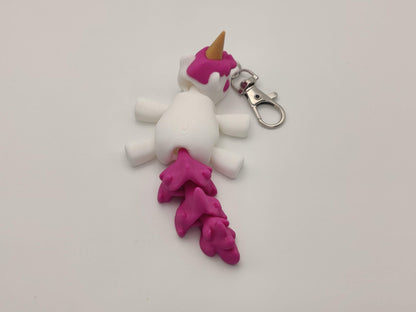 Articulating Unicorn Keychain – 3D Printed Unicorn Charm - ToyForge 3D