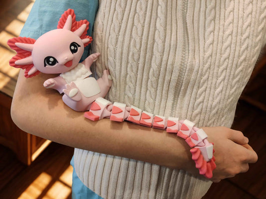 Axolotl Cuddler - 3D Printed Articulated Fidget - ToyForge 3D