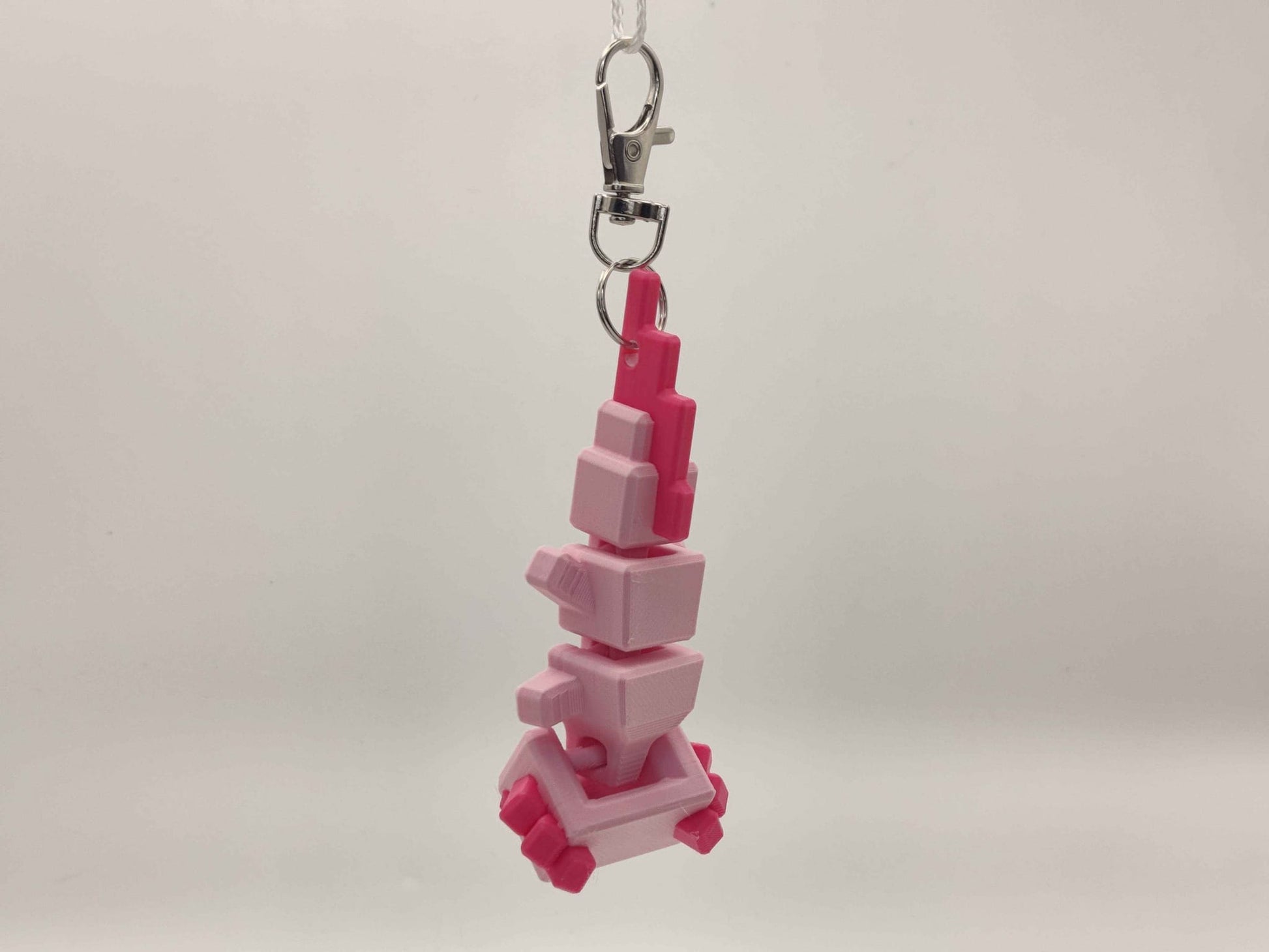 Blocky Axolotl Keychain – 3D Printed Minecraft Style in Pink or Blue - ToyForge 3D