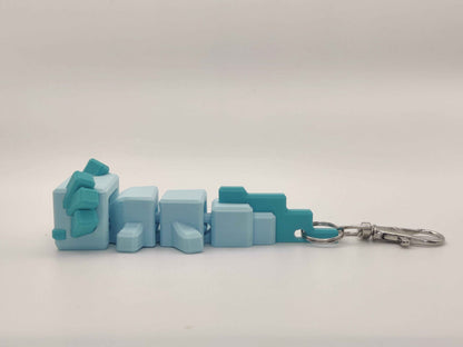 Blocky Axolotl Keychain – 3D Printed Minecraft Style in Pink or Blue - ToyForge 3D