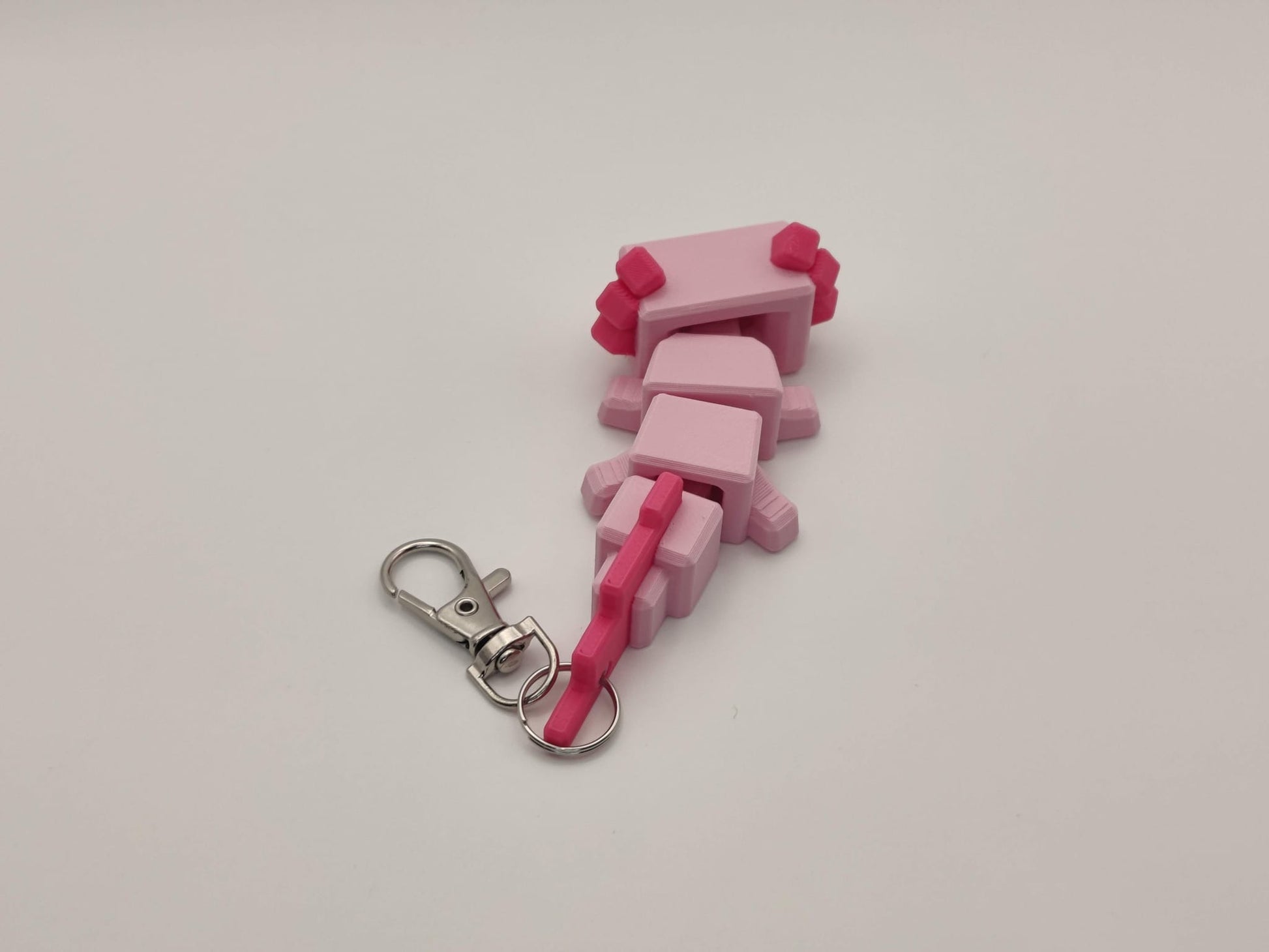 Blocky Axolotl Keychain – 3D Printed Minecraft Style in Pink or Blue - ToyForge 3D