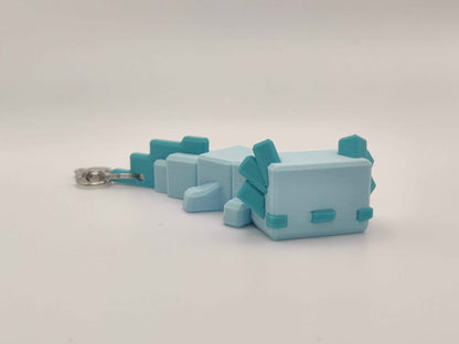 Blocky Axolotl Keychain – 3D Printed Minecraft Style in Pink or Blue - ToyForge 3D