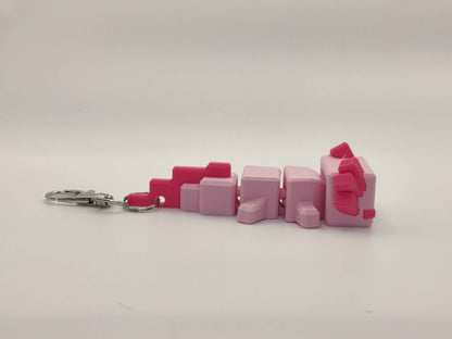Blocky Axolotl Keychain – 3D Printed Minecraft Style in Pink or Blue - ToyForge 3D
