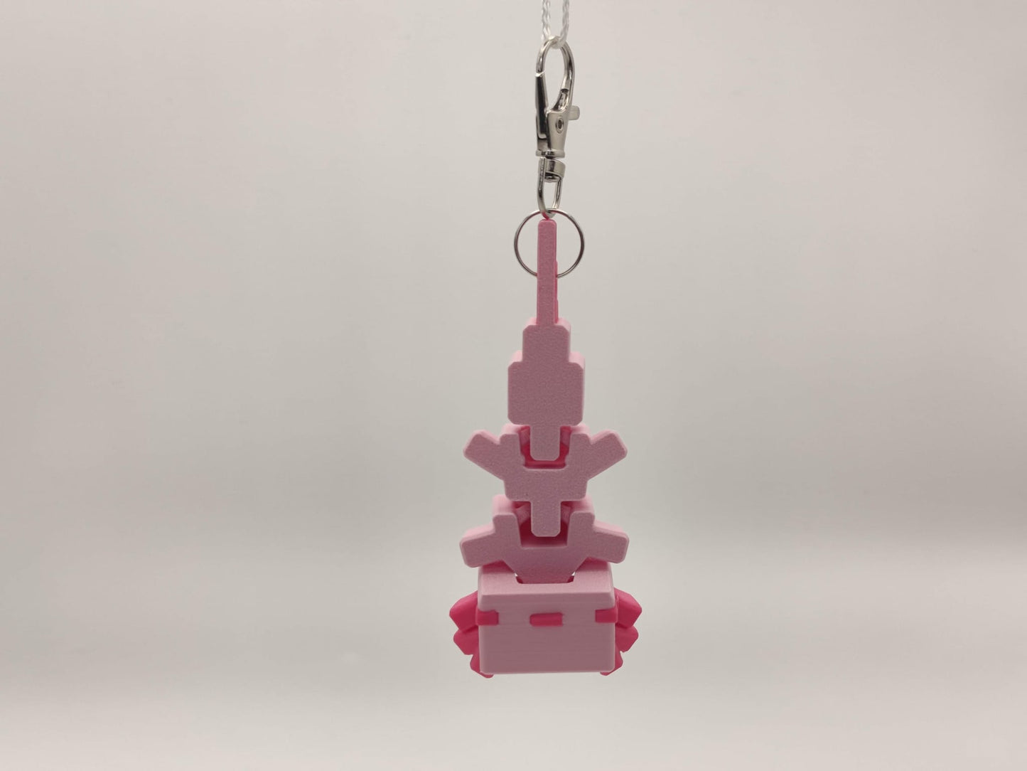 Blocky Axolotl Keychain – 3D Printed Minecraft Style in Pink or Blue - ToyForge 3D