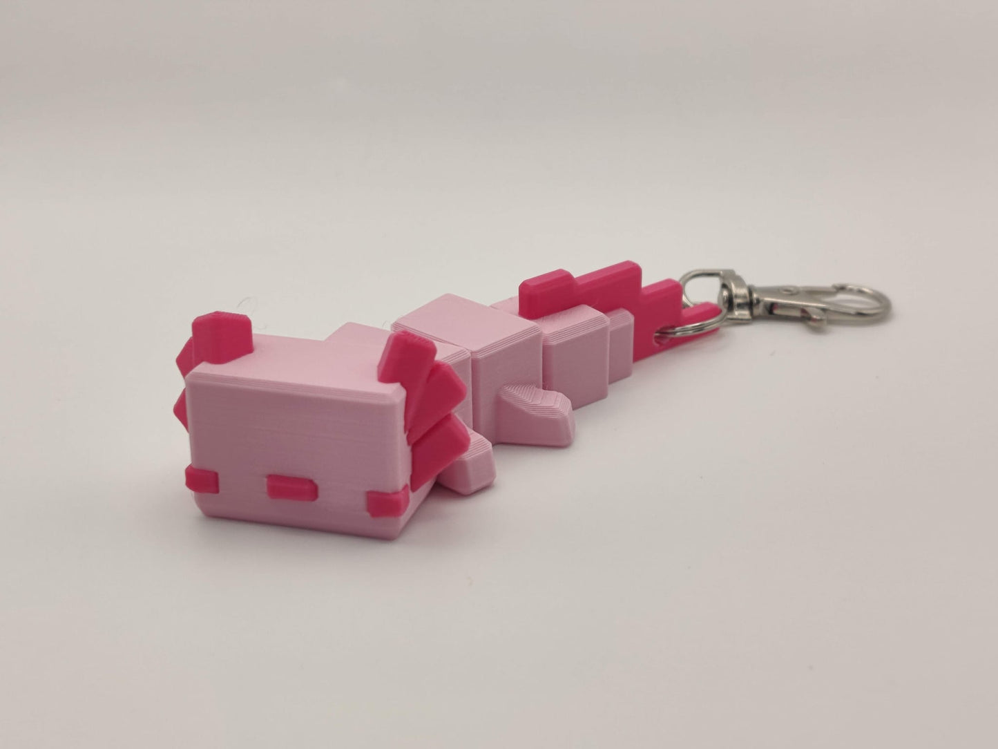 Blocky Axolotl Keychain – 3D Printed Minecraft Style in Pink or Blue - ToyForge 3D
