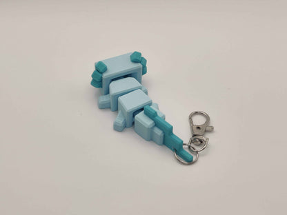 Blocky Axolotl Keychain – 3D Printed Minecraft Style in Pink or Blue - ToyForge 3D