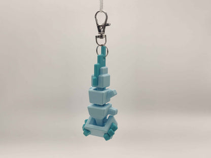 Blocky Axolotl Keychain – 3D Printed Minecraft Style in Pink or Blue - ToyForge 3D